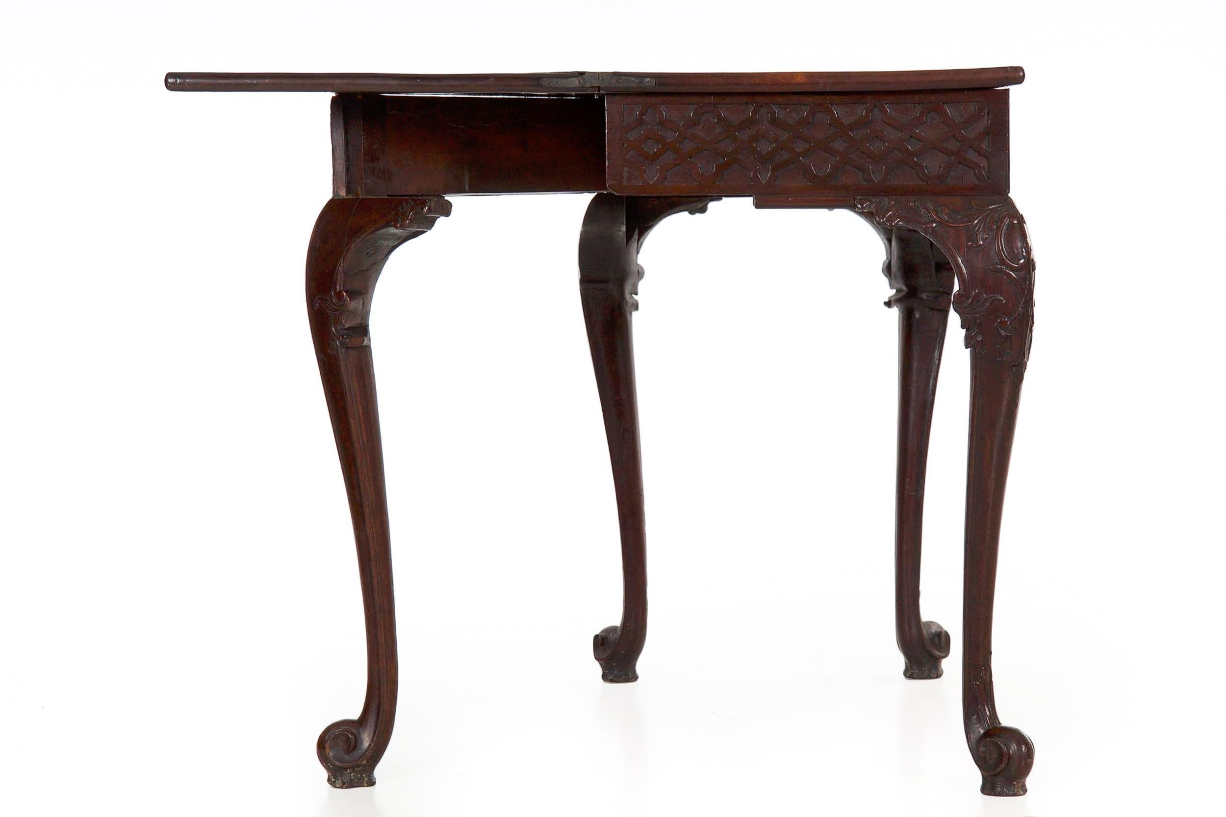 18th Century and Earlier 18th Century Antique English Chippendale Period Mahogany Card Games Table For Sale