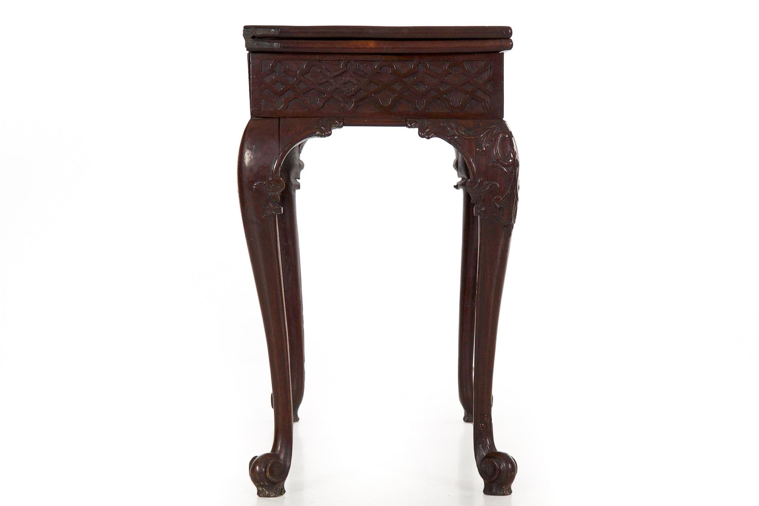 18th Century Antique English Chippendale Period Mahogany Card Games Table 1