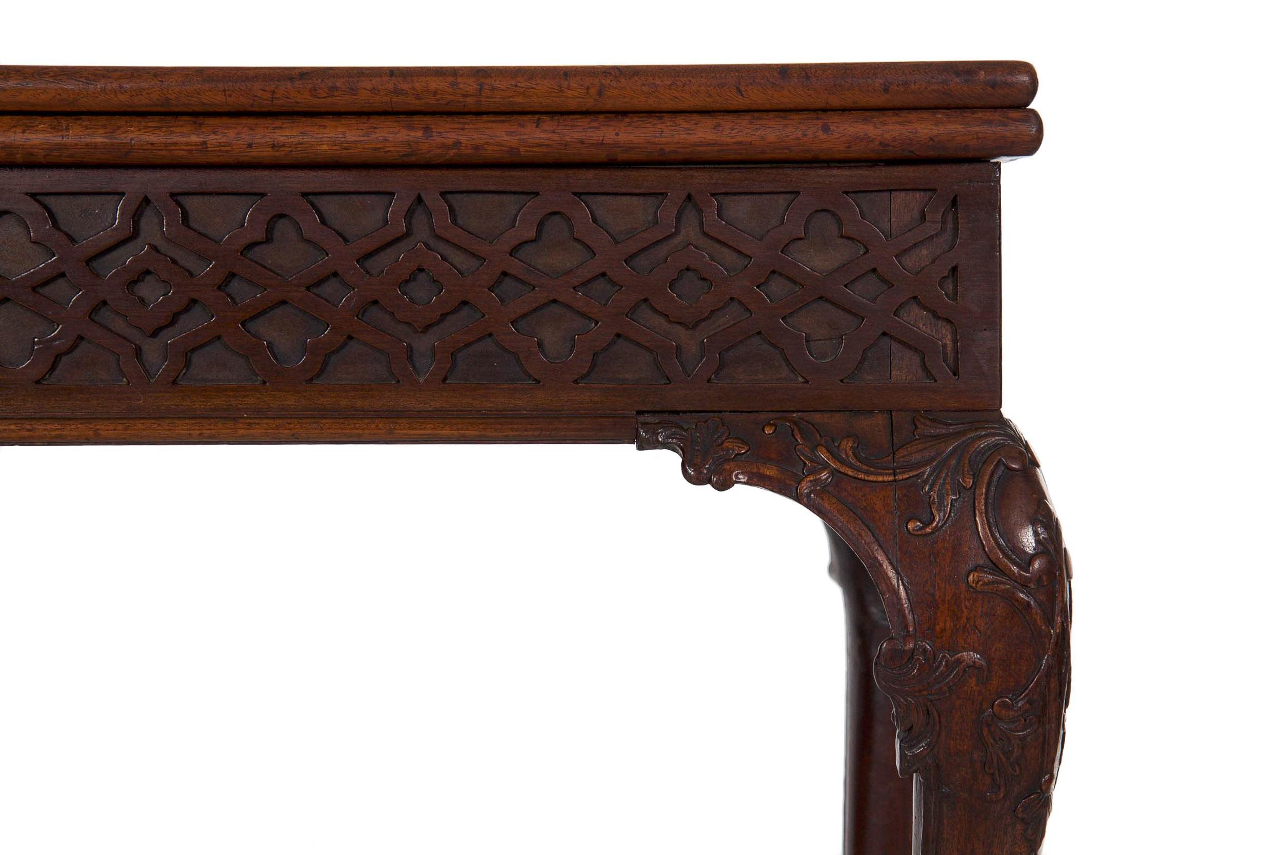 18th Century Antique English Chippendale Period Mahogany Card Games Table For Sale 4