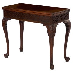 18th Century Antique English Chippendale Period Mahogany Card Games Table