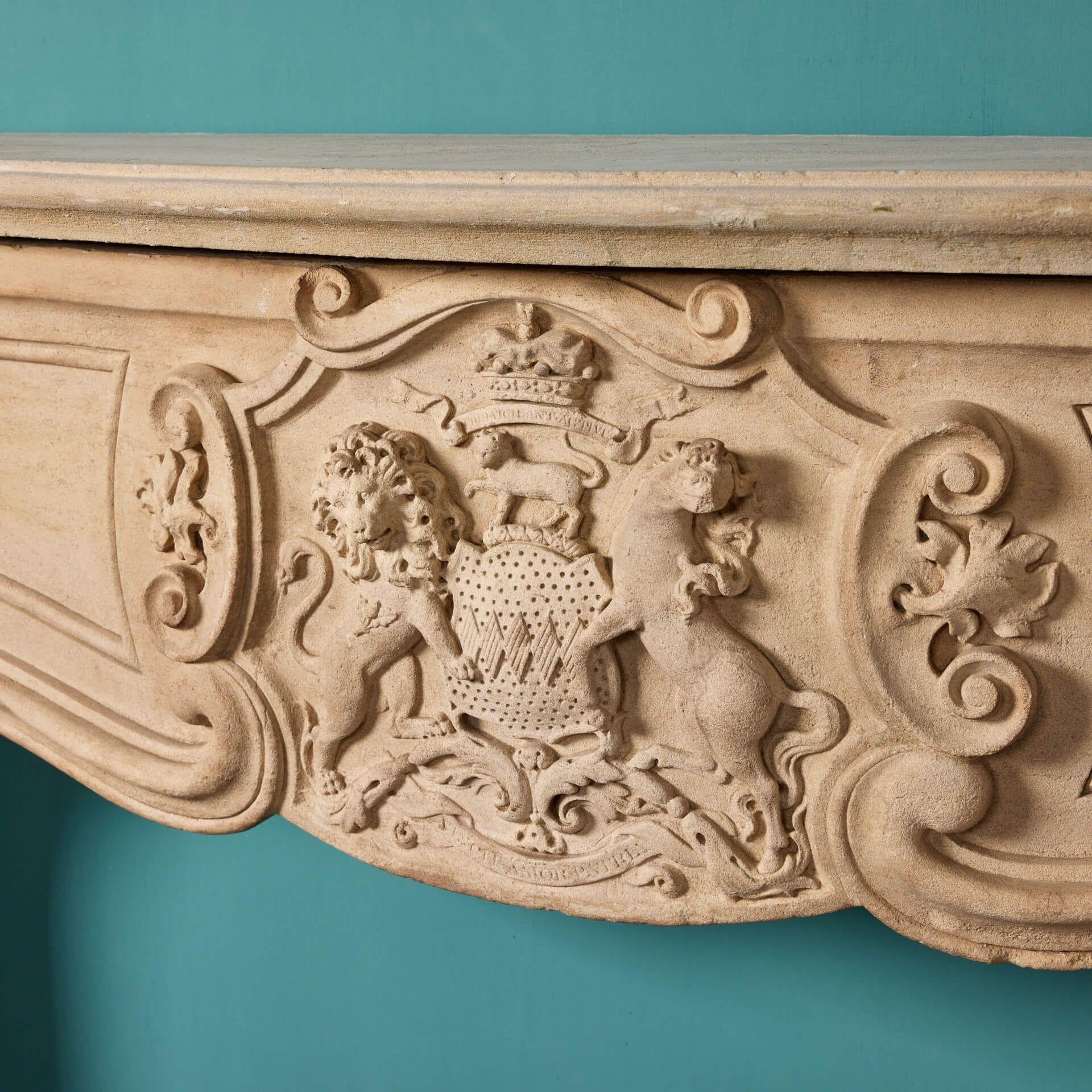 Hand-Carved 18th Century Antique English Limestone Fire Mantel from Warter Priory For Sale