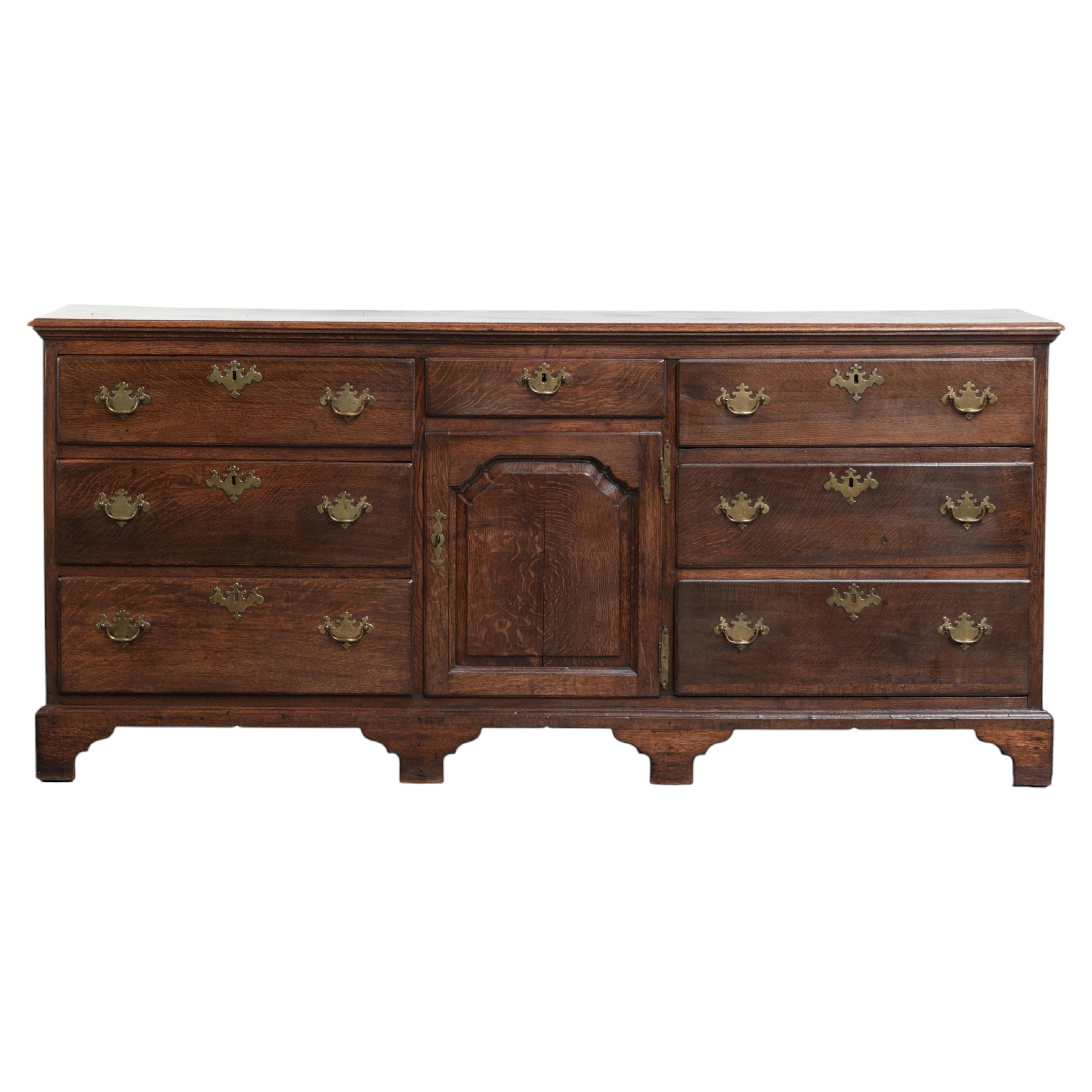 18th century antique English oak sideboard / English low dresser