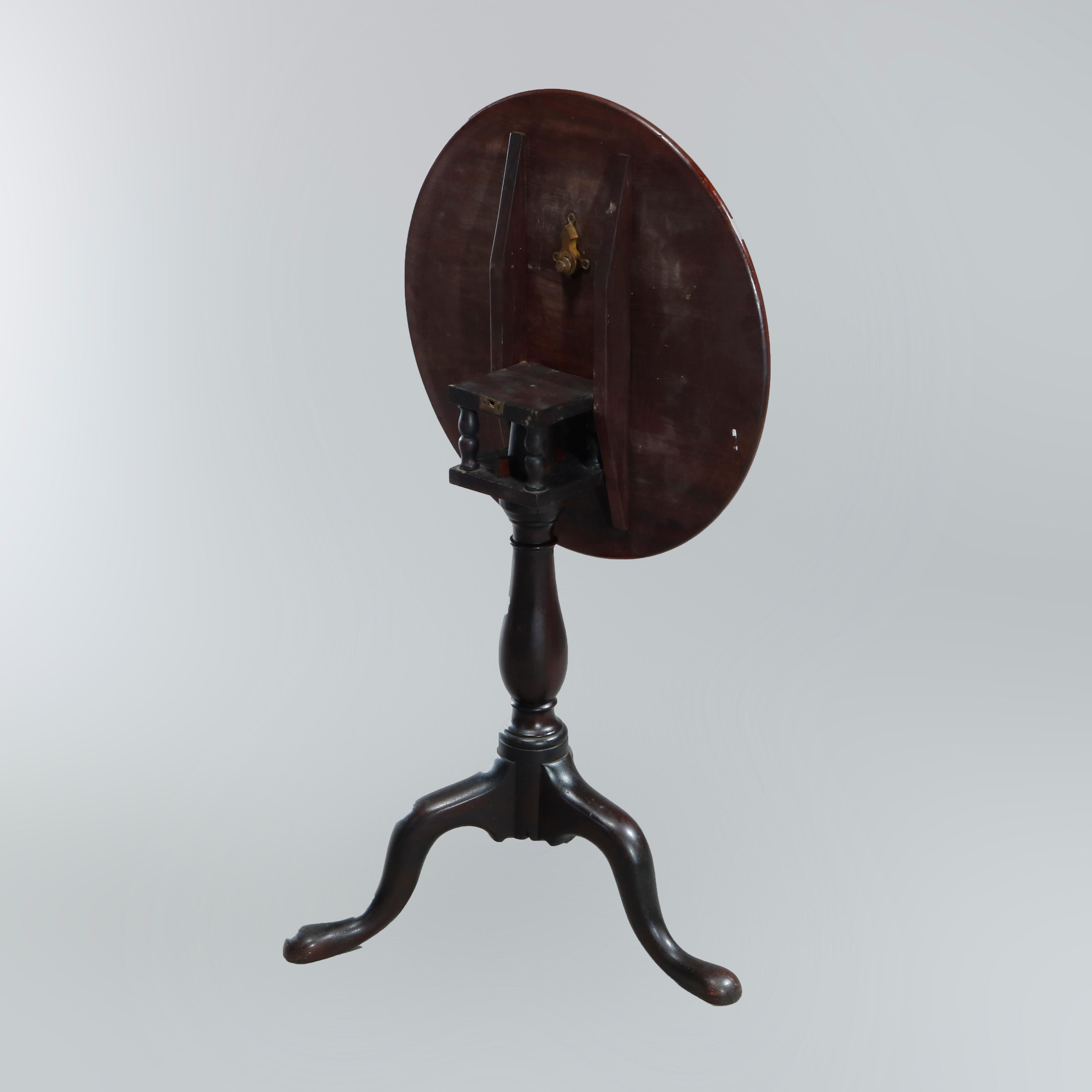 18th Century Antique English Queen Anne Mahogany Birdcage Tilt-Top Table, c1770 5