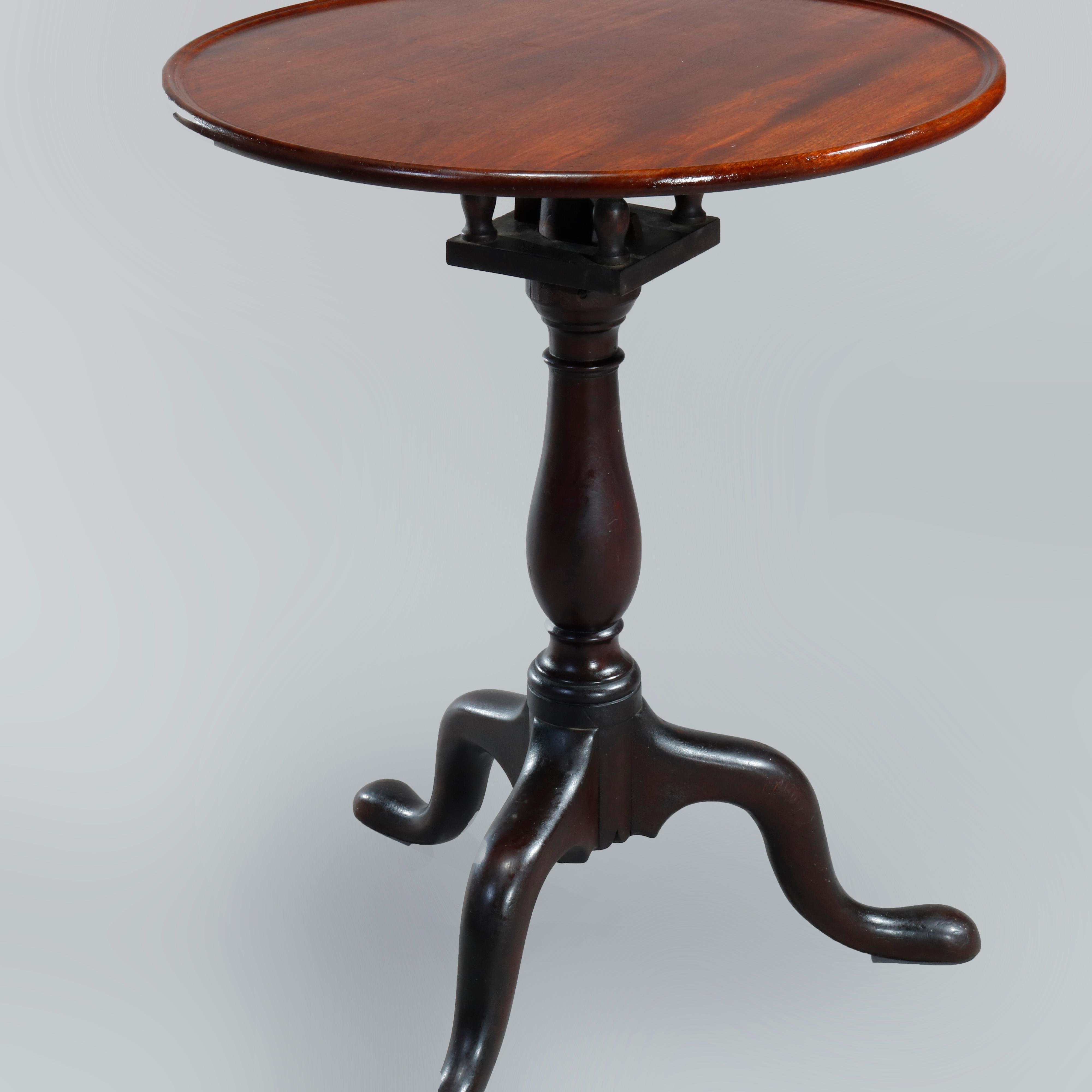 18th Century Antique English Queen Anne Mahogany Birdcage Tilt-Top Table, c1770 In Good Condition In Big Flats, NY