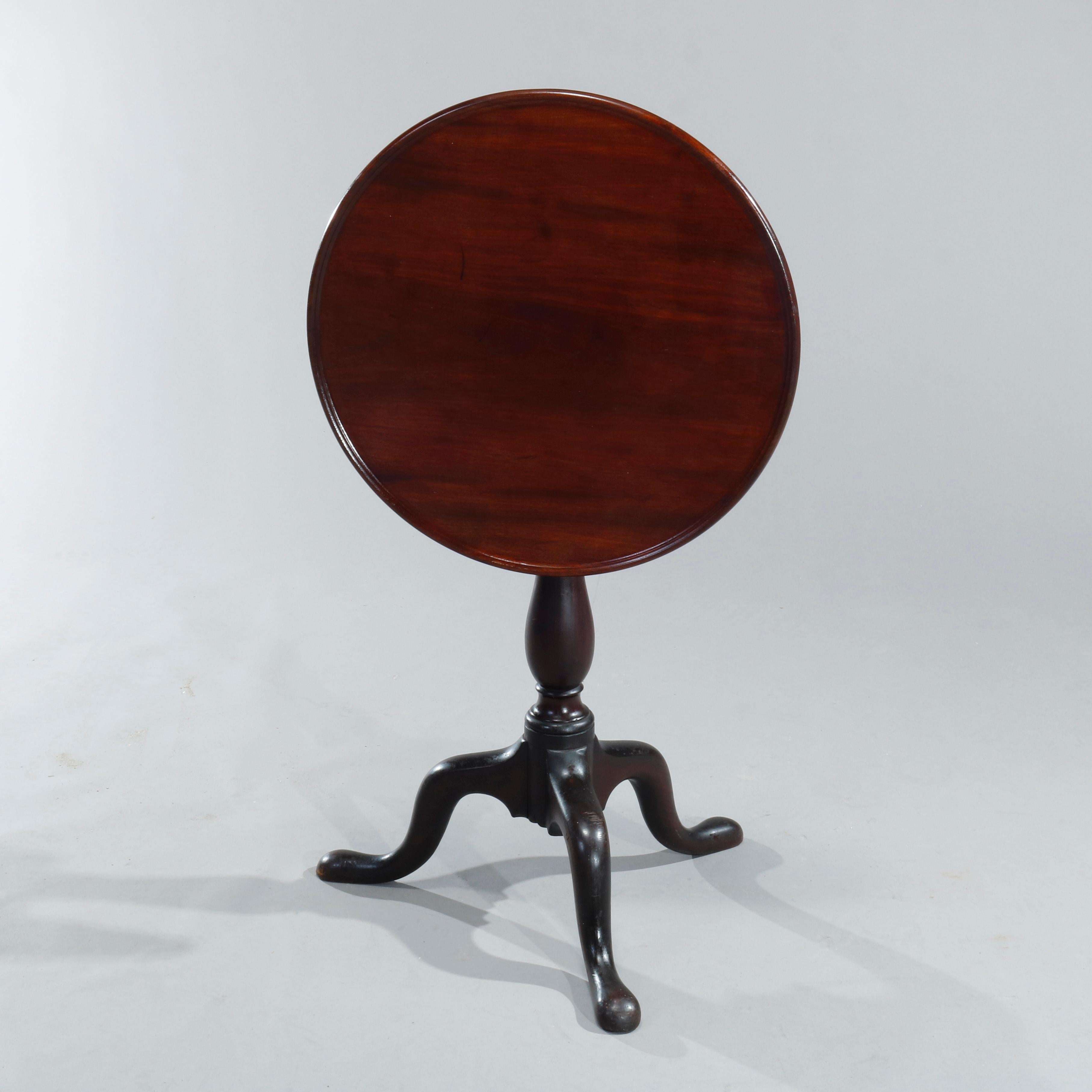 18th Century Antique English Queen Anne Mahogany Birdcage Tilt-Top Table, c1770 1