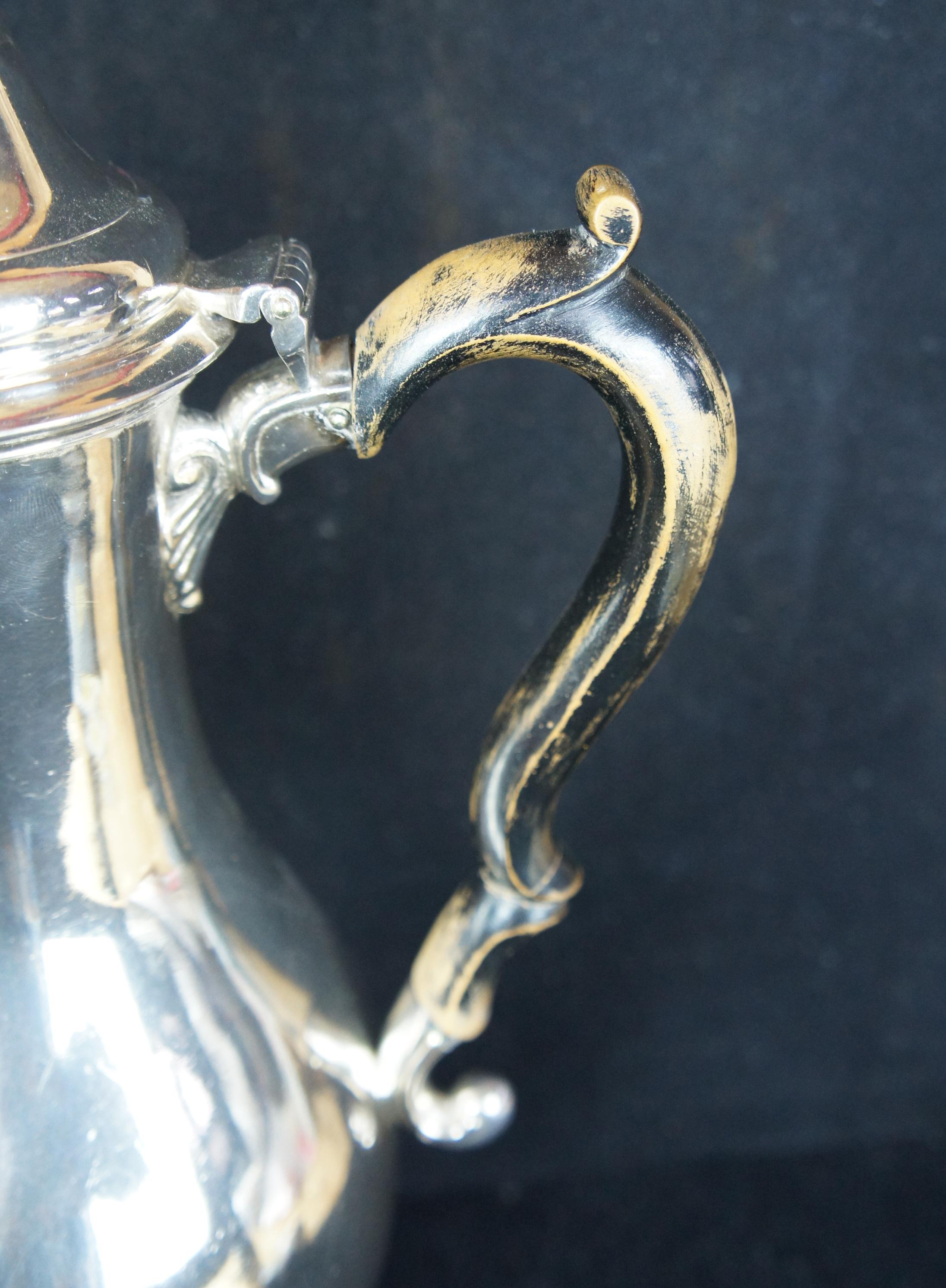 Argent sterling Pot à café et thé anglais ancien en argent sterling George III du 18ème siècle en vente