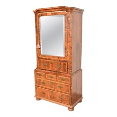 18th Century Antique English Walnut Secretary Desk With Bookcase Hutch