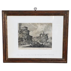 18th Century Antique Etching Print Signed Caj. C.B.
