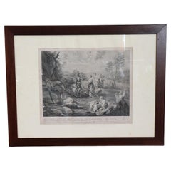 18th Century Antique Etching Print Signed Jean Charles Levasseur