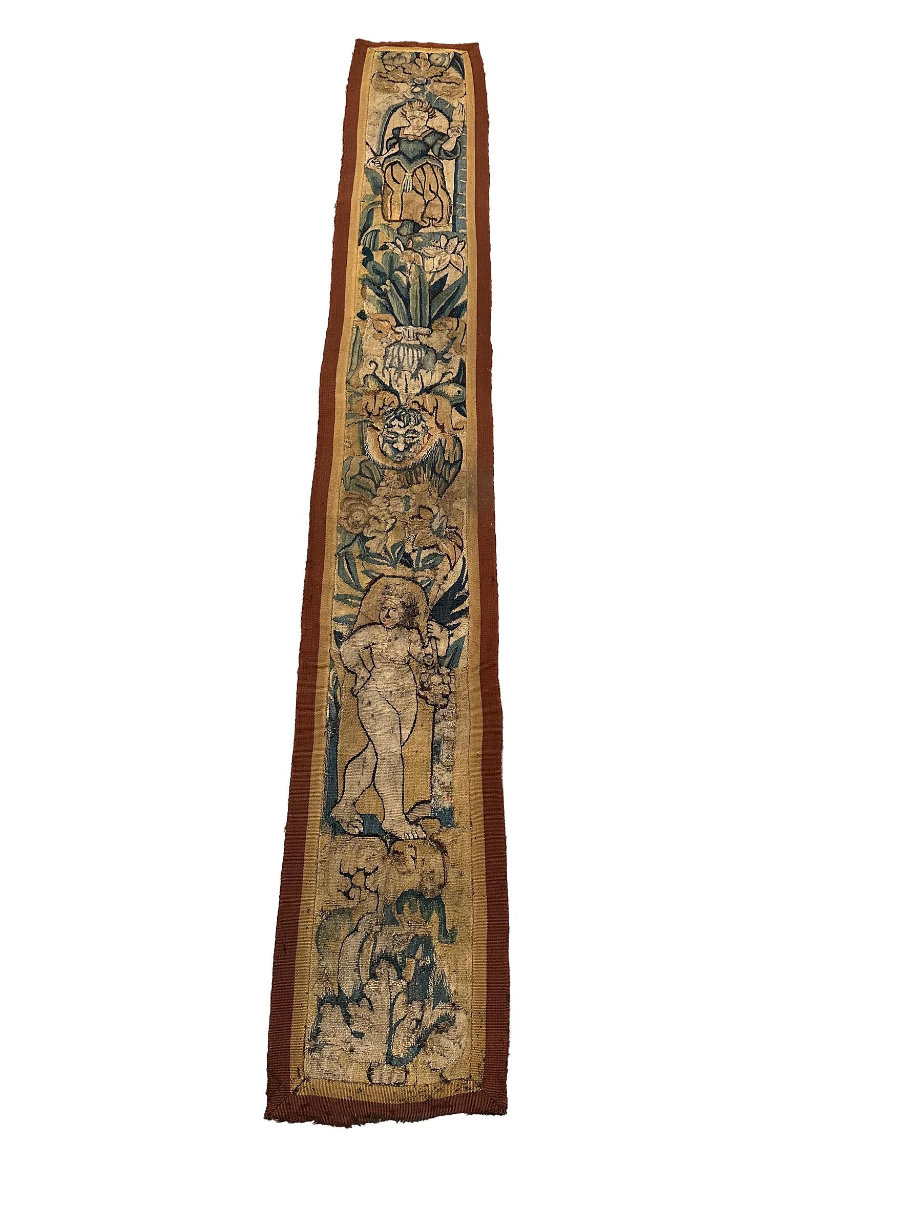 18th Century Antique Flemish Tapestry Handmade Wool & Silk 1790
 1x8 31cm x 244

