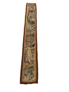 18th Century Antique Flemish Tapestry Handmade Wool & Silk 1x8 31cm x 244