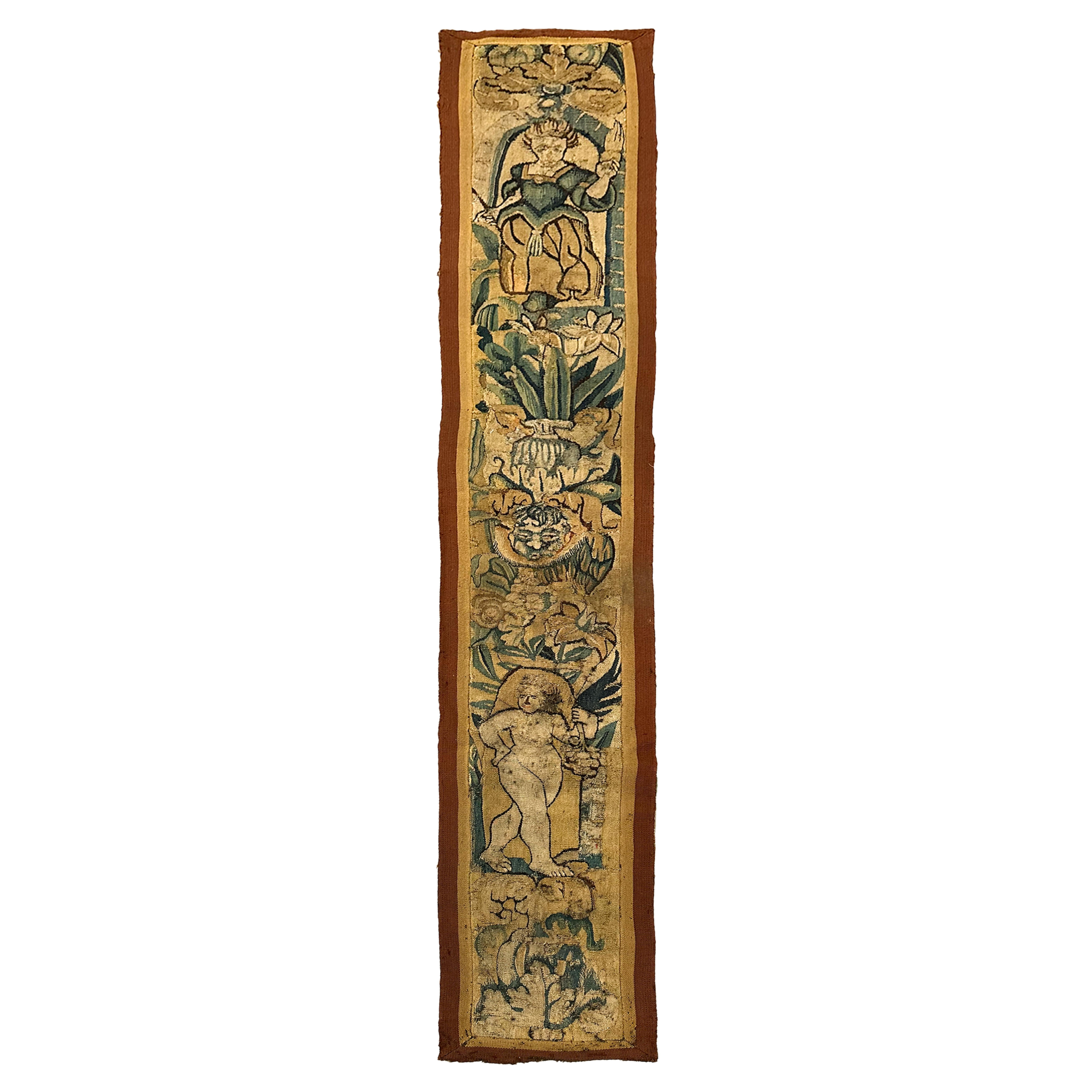 18. Jahrhundert Antike Flemish Tapestry Handmade Wolle & Seide 1x8 31cm x 244 im Angebot