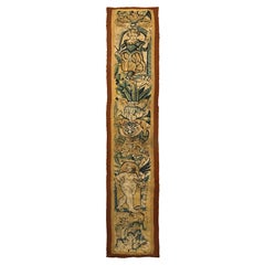 18th Century Antique Flemish Tapestry Handmade Wool & Silk 1x8 31cm x 244