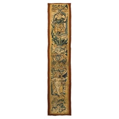 18th Century Antique Flemish Tapestry Handmade Wool & Silk 1x8 31cm x 244