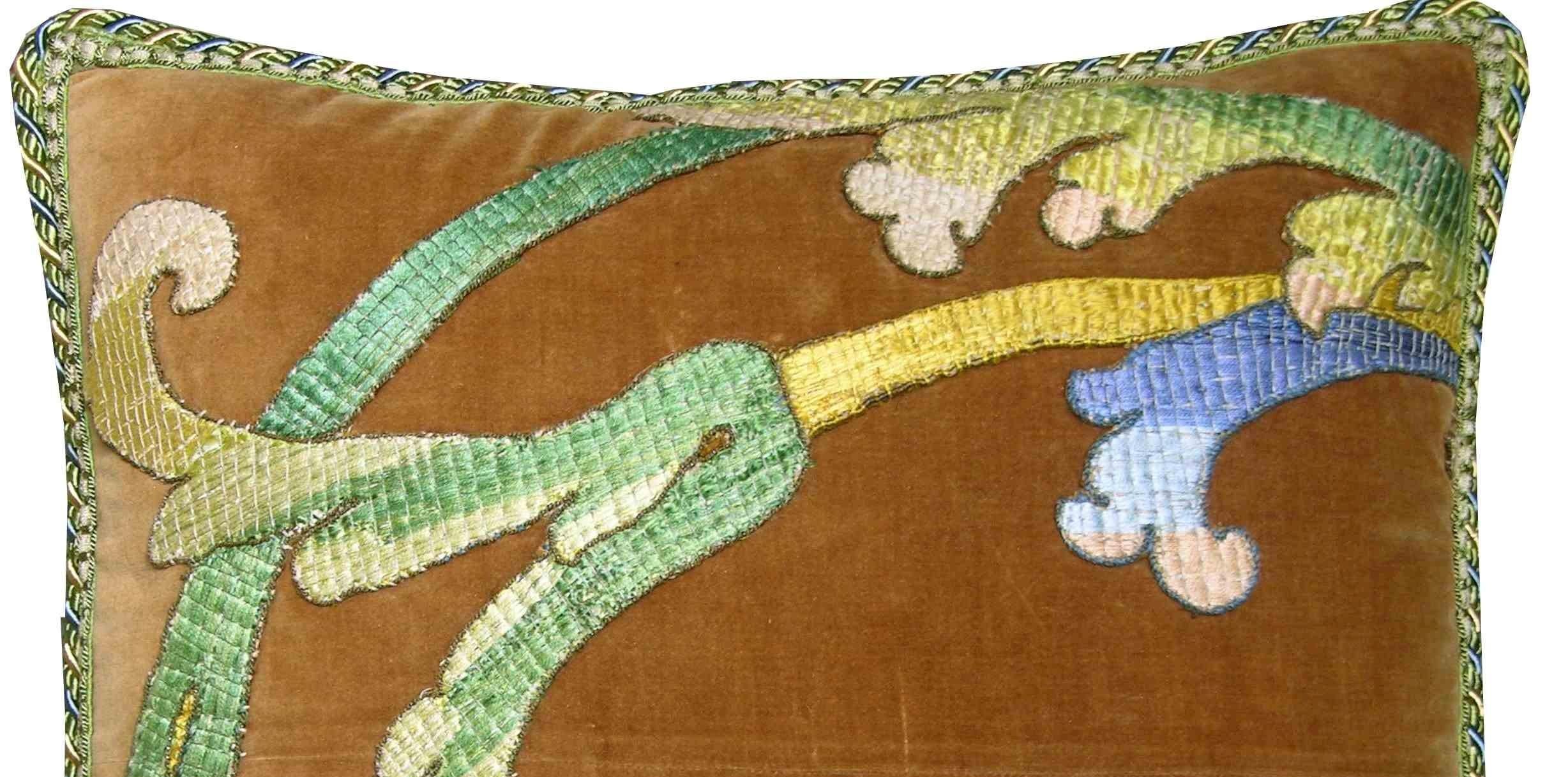 italien Oreiller en tapisserie Florentine antique du 18e siècle en vente