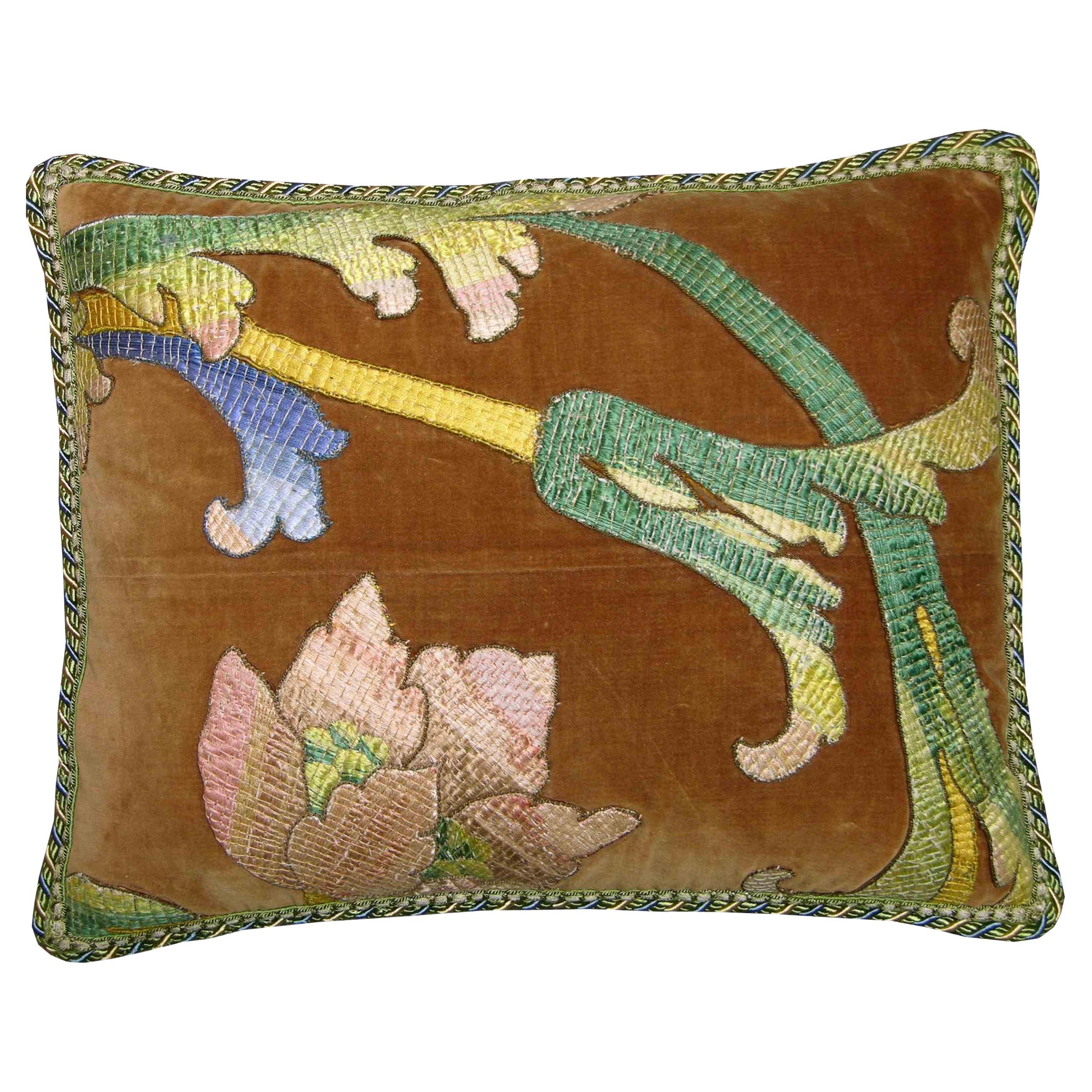 18th Century Antique Florentine Tapestry Pillow For Sale