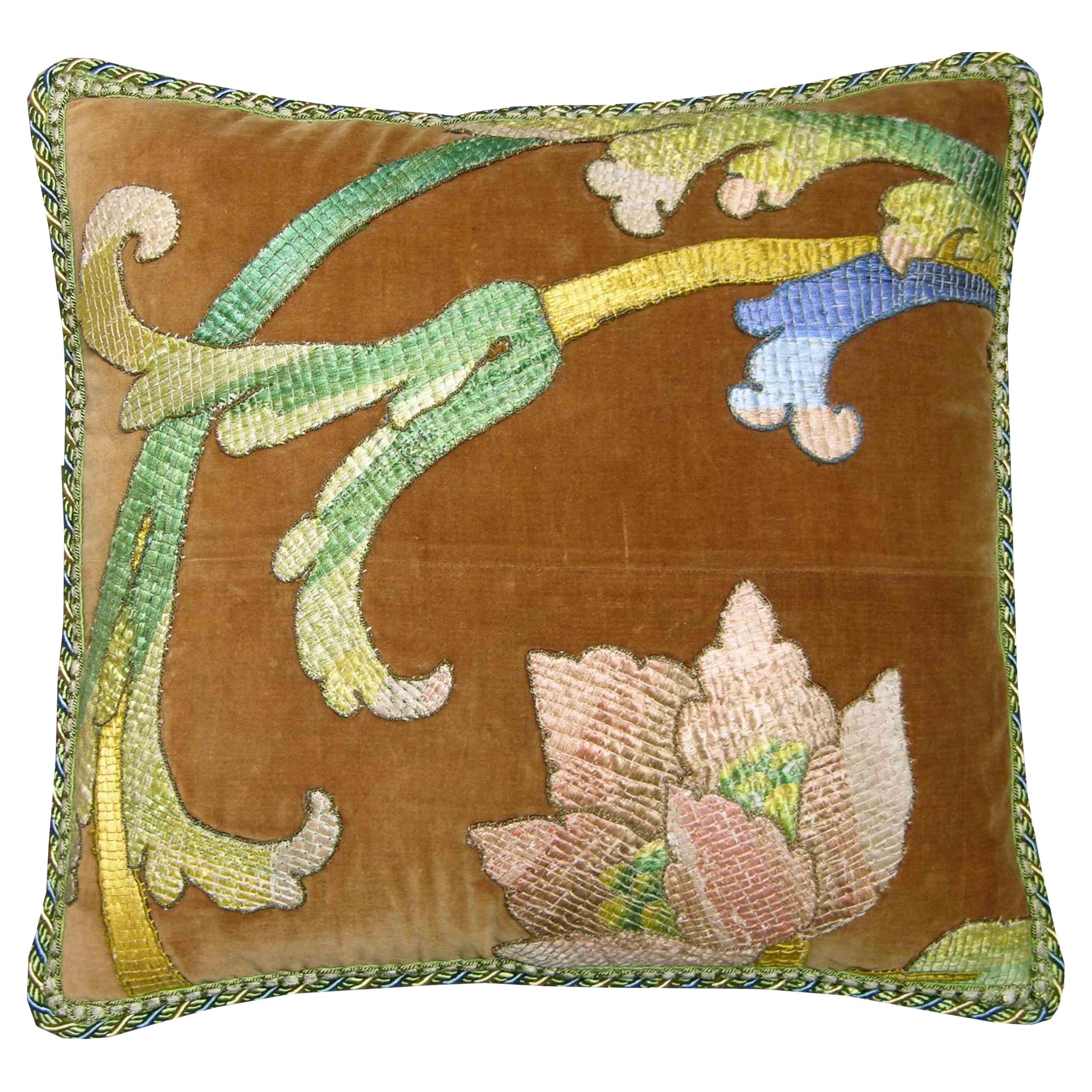 18th Century Antique Florentine Tapestry Pillow For Sale