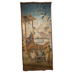 Siglo XVIII Antique French Aubusson Chinoiserie Verdure Tapestry