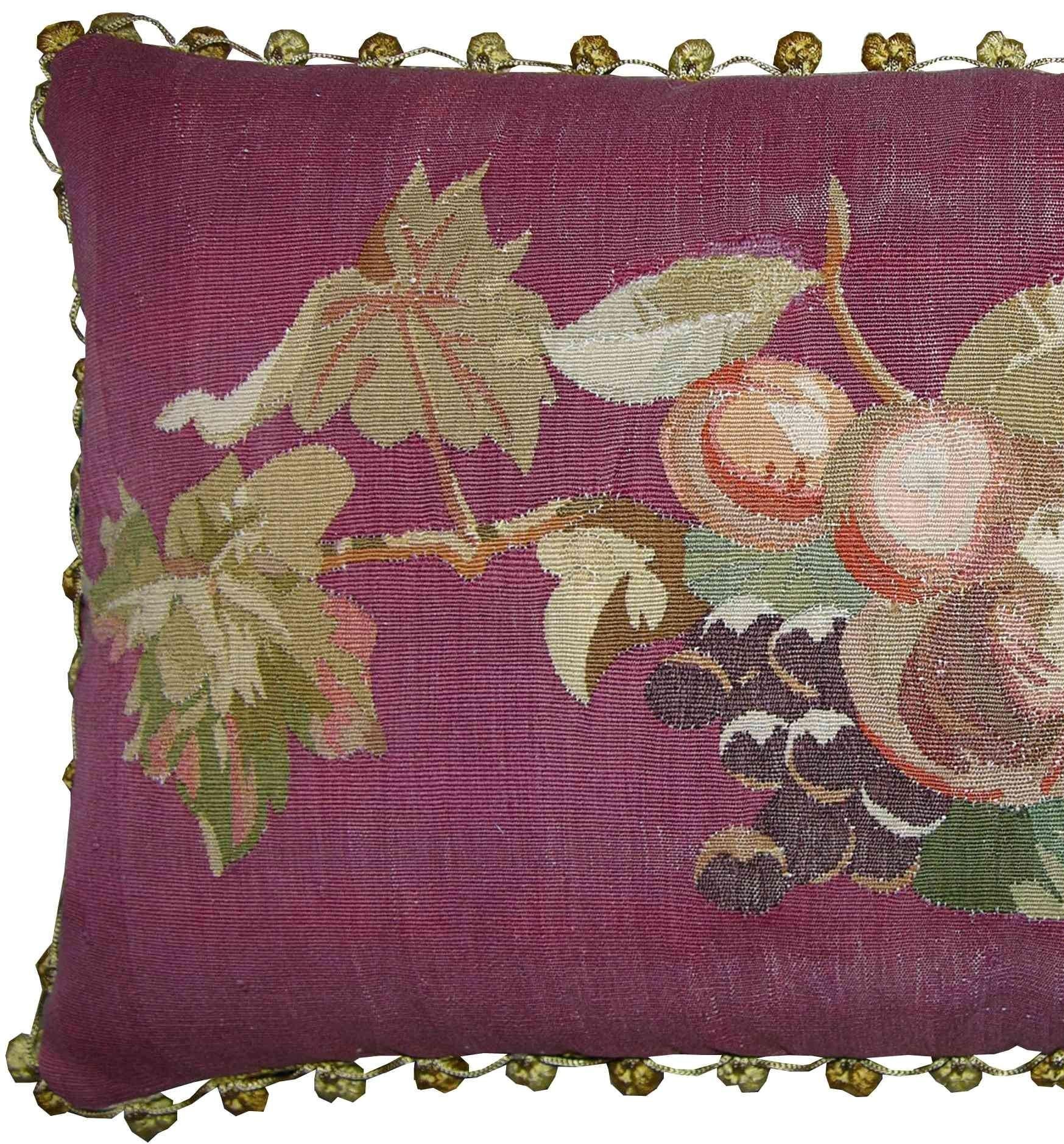 Empire 18th Century Antique French Aubusson Tapestry Pillow