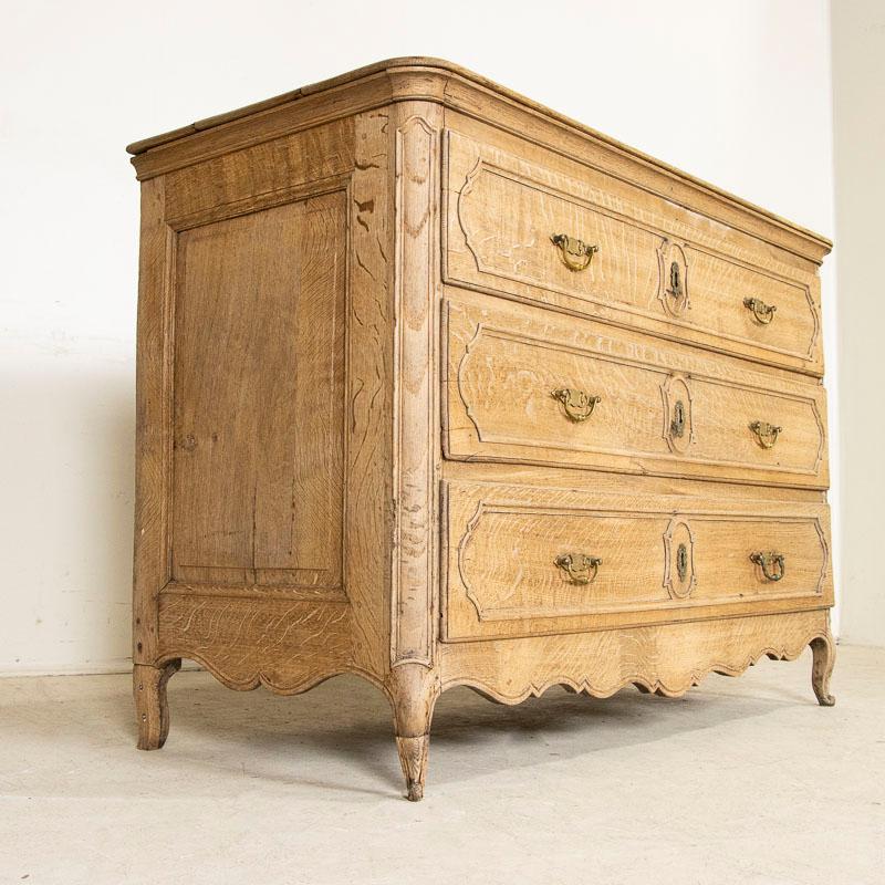 18th Century Antique French Bleached Oak Large Chest of 3-Drawers 6