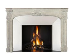 18th Century Antique French Classic Limestone Regency Fireplace Surround