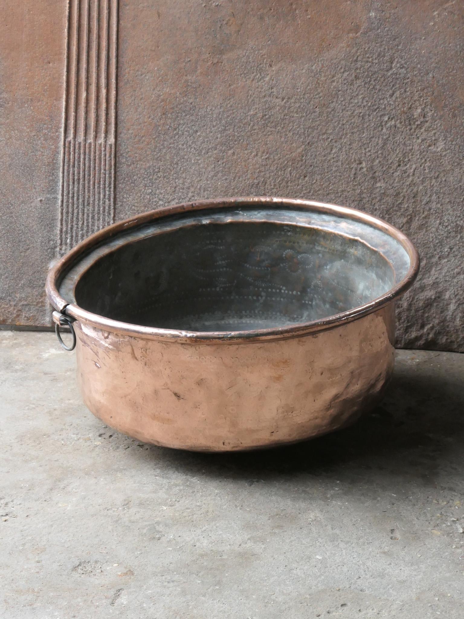 Forged 18th Century Antique French Polished Copper Firewood Basket For Sale
