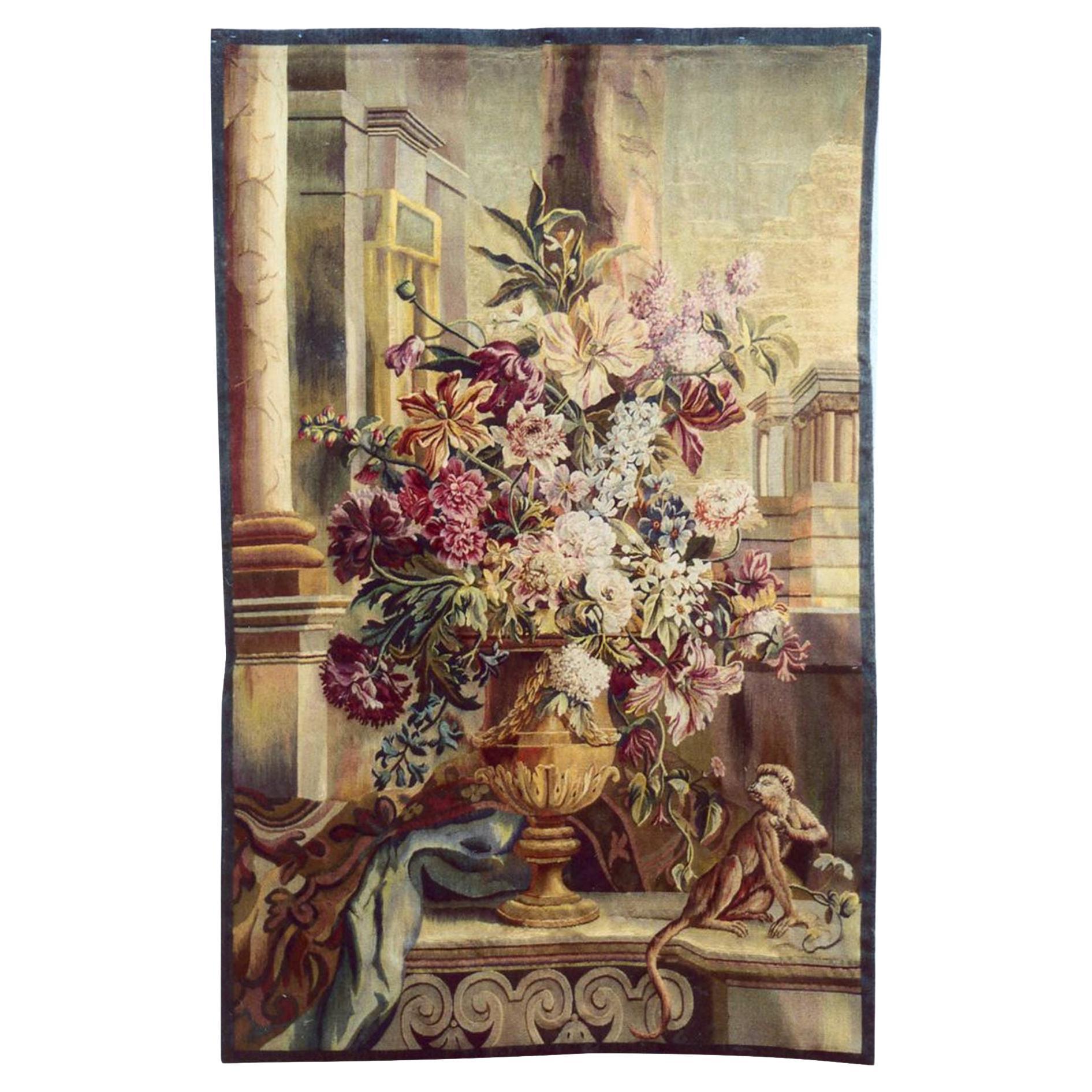 18th Century Antique French Tapestry 6'3" X 4' For Sale