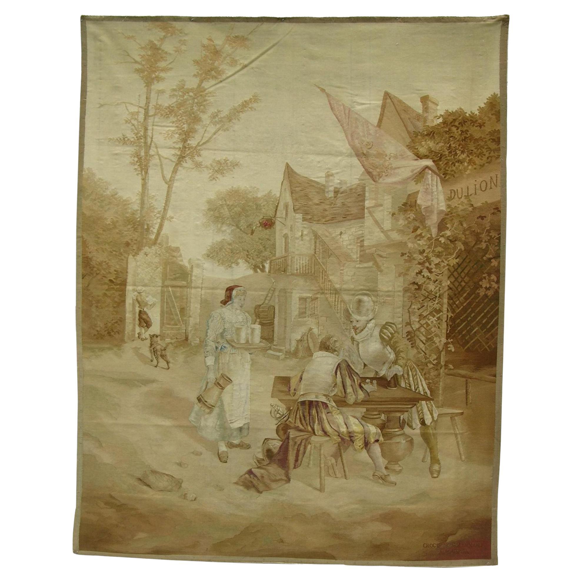 18th Century Antique French Tapestry 7' X 5'7" For Sale