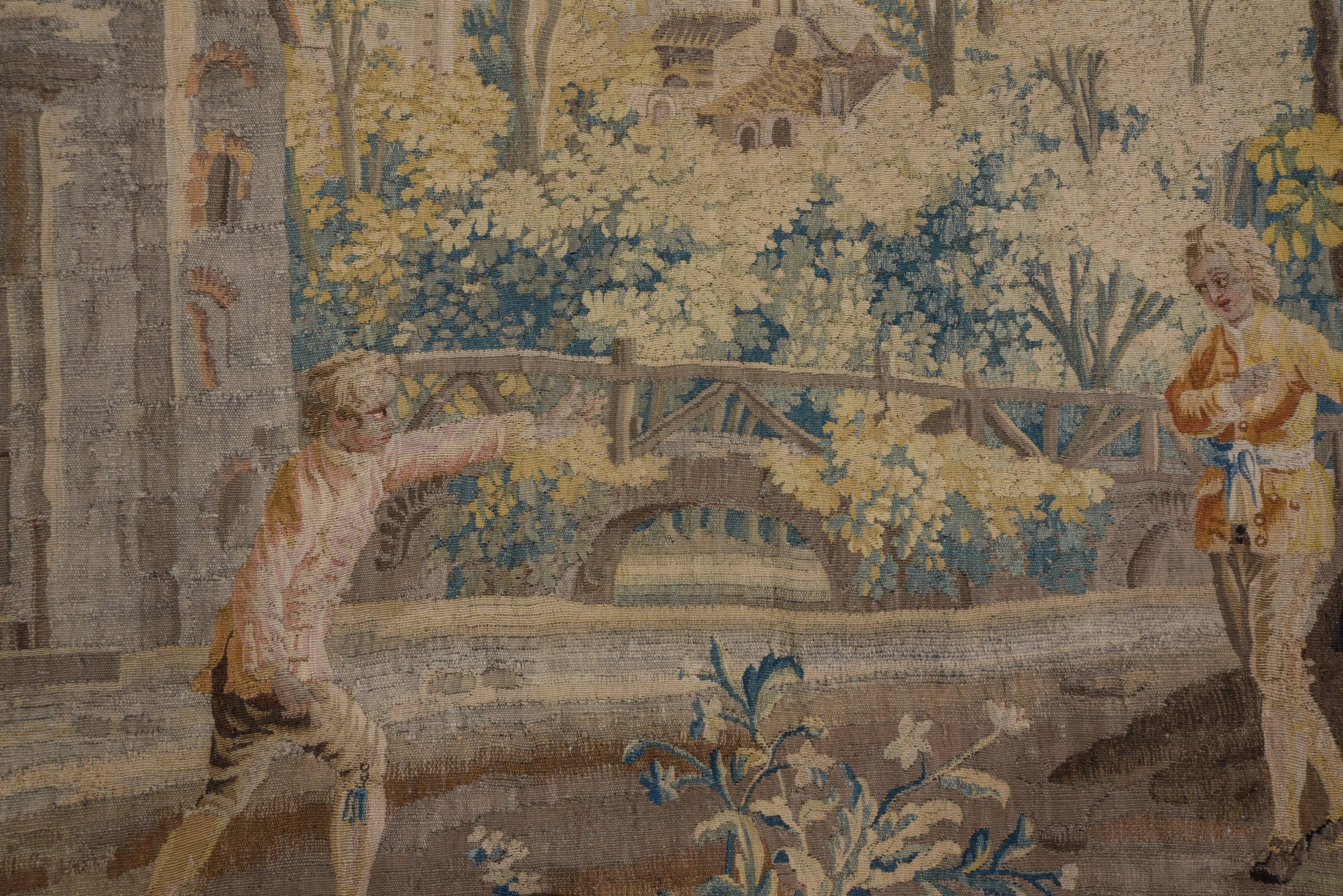 Tapisserie française ancienne du 18ème siècle, terrain pictural Bon état - En vente à New York, NY