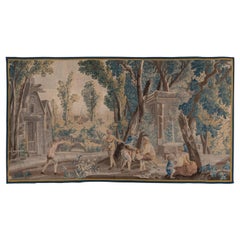 Tapisserie française ancienne du 18ème siècle, terrain pictural