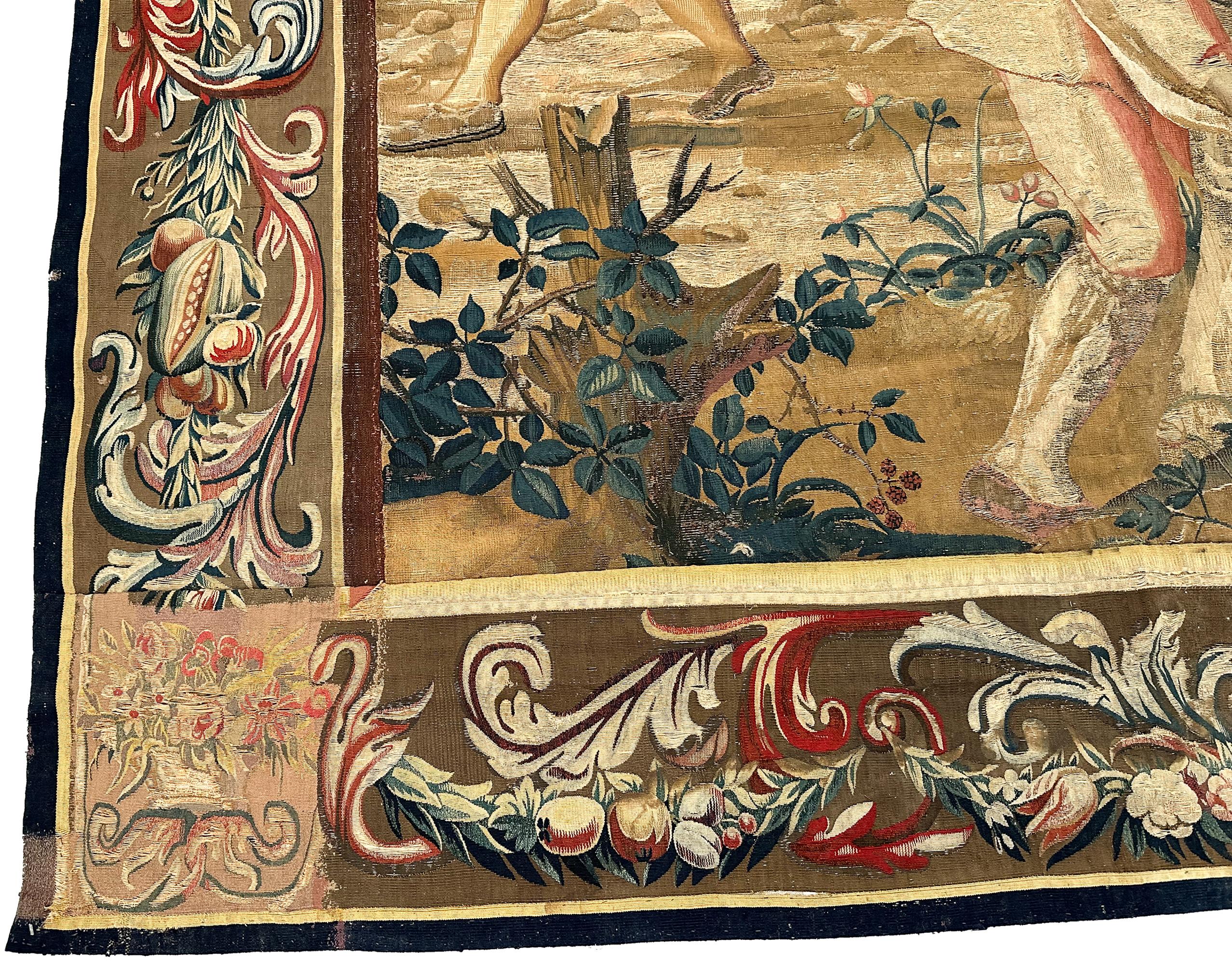 18th Century Antique French Tapestry Verdure Wool & Silk 7x11ft 213cm x 323cm For Sale 9