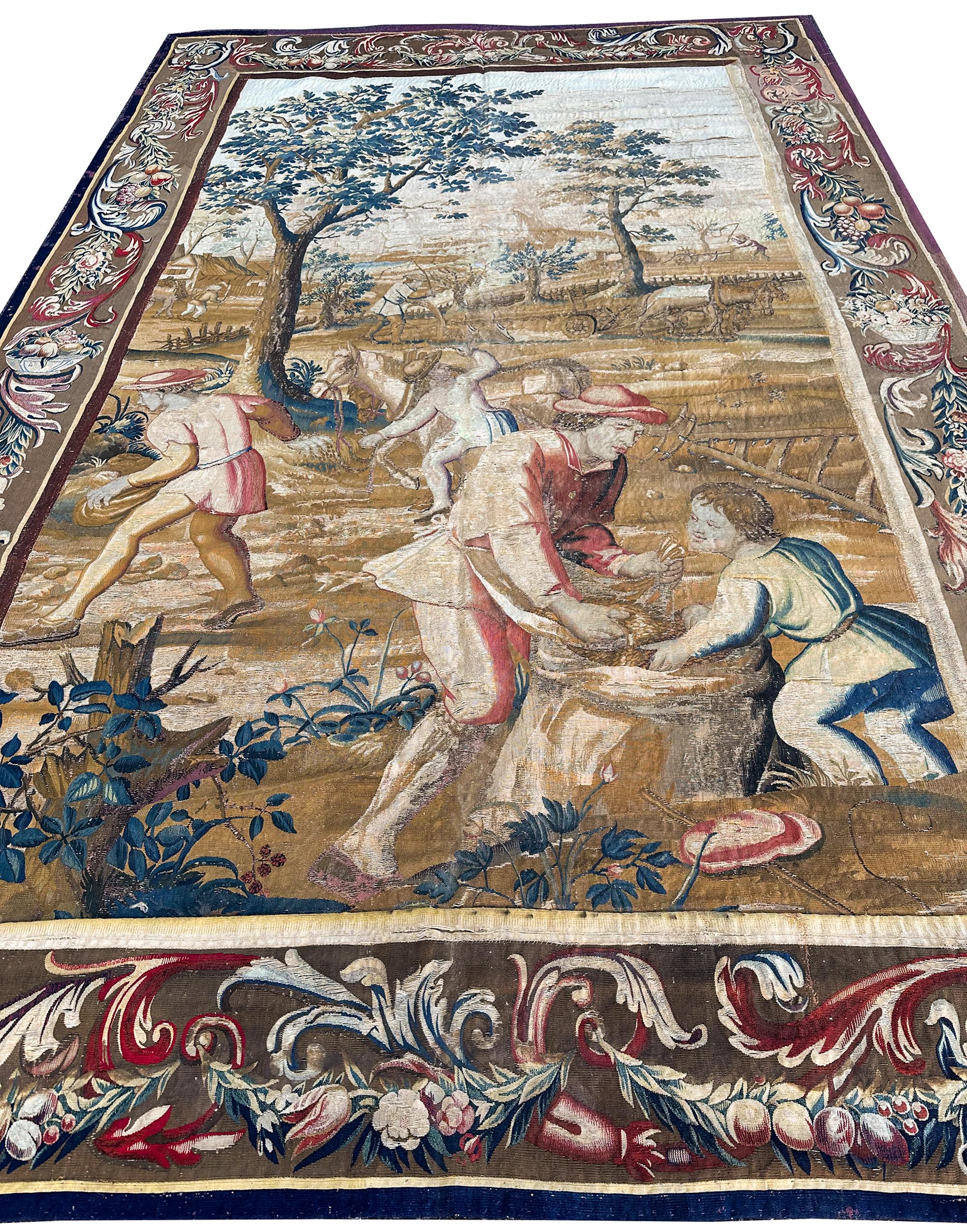 18th Century Antique French Tapestry Verdure Wool & Silk 7x11ft 213cm x 323cm

