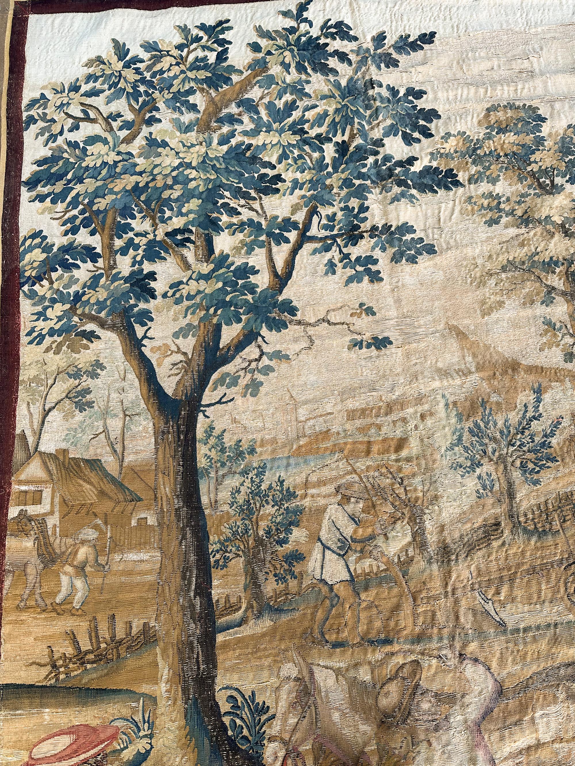 Late 17th Century 18th Century Antique French Tapestry Verdure Wool & Silk 7x11ft 213cm x 323cm For Sale