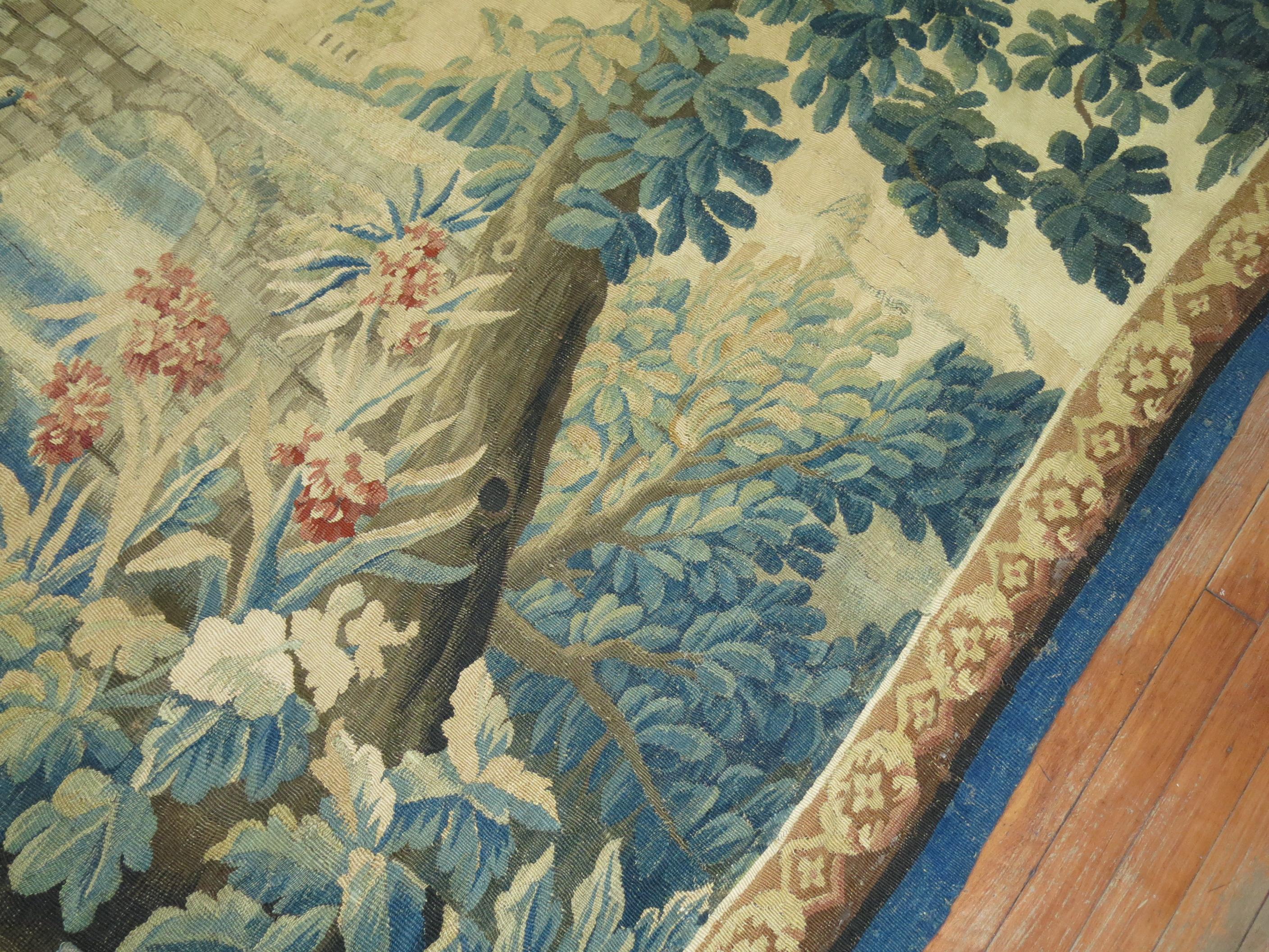 Hand-Woven 18th Century Antique French Verdure Tapestry