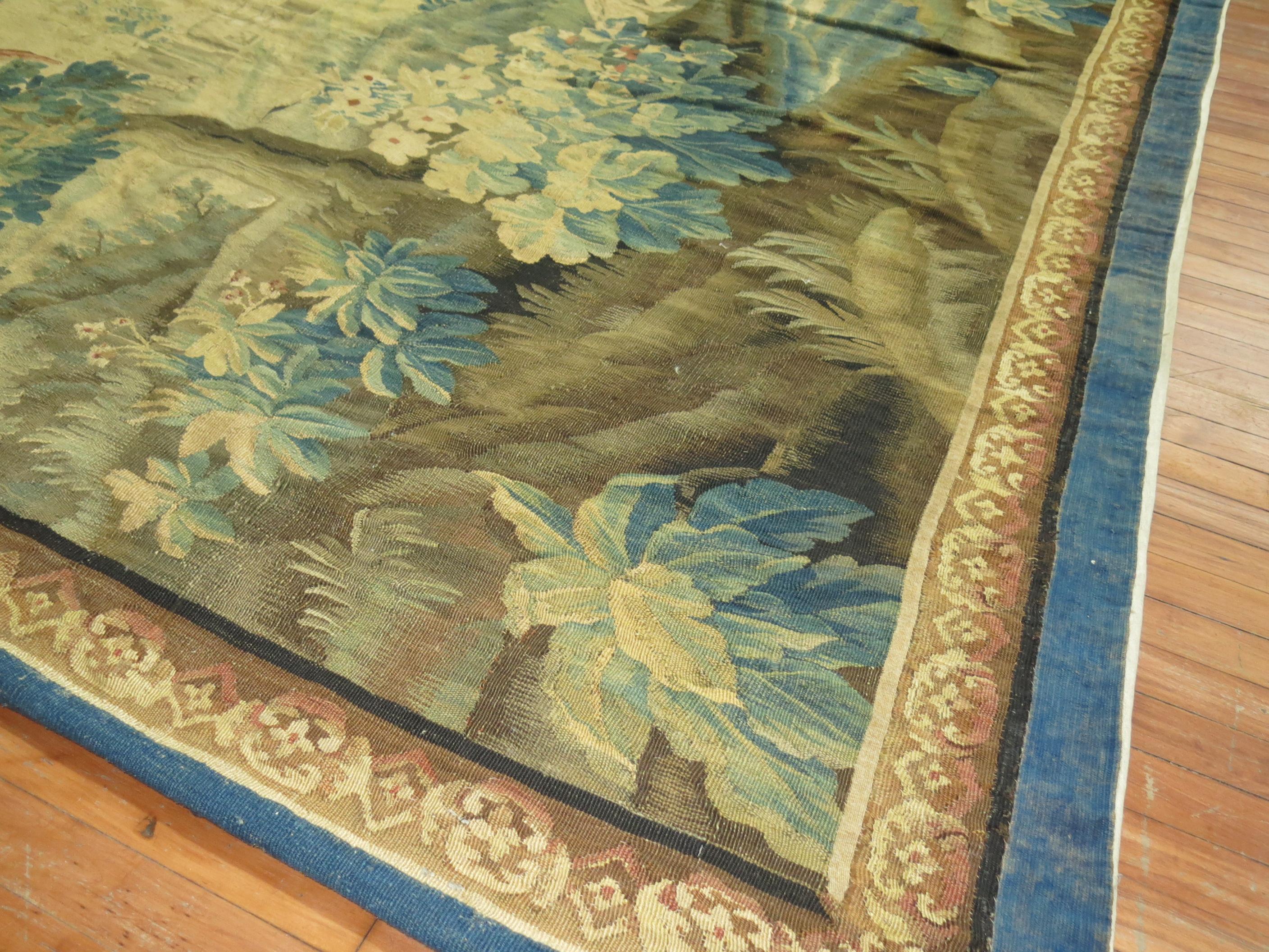 Wool 18th Century Antique French Verdure Tapestry
