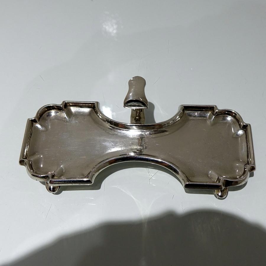 George II 18th Century Antique Geo II Sterling Silver Snuffer& tray London 1727/39 J Gould For Sale