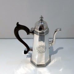 18th Century Antique George I Britannia Silver Octagonal Coffee Pot London, 1714