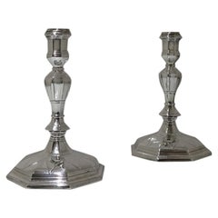 18th Century Antique George I Britannia Silver Pair Candlesticks, London, 1714