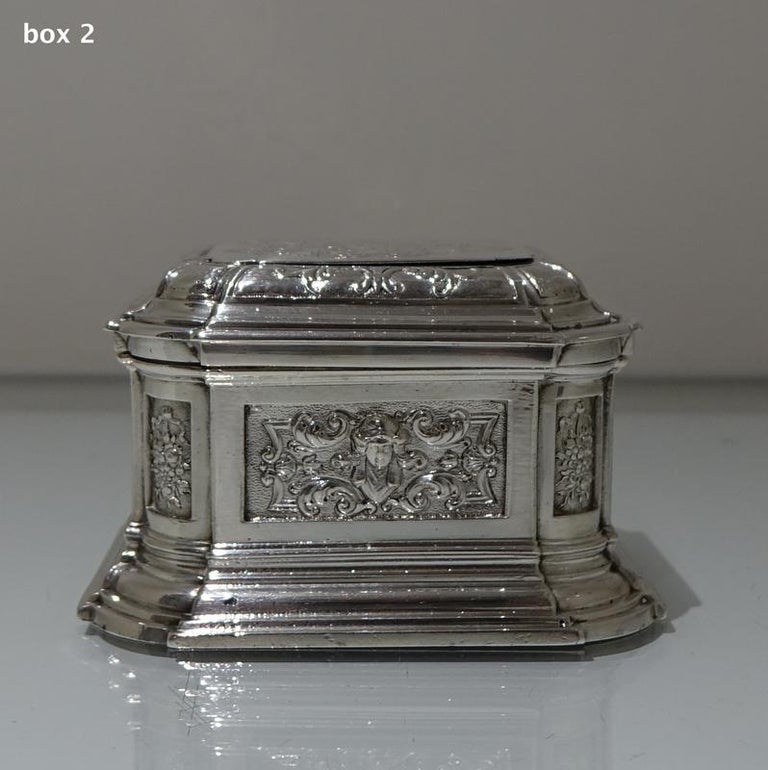 18th Century Antique II Sterling Silver Pr Toilet Boxes Lond