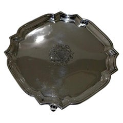 18th Century Antique George II Sterling Silver Salver London 1729 George Wickes