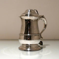 18th Century Antique George II Sterling Silver Tankard & Cover London 1756 R Cox