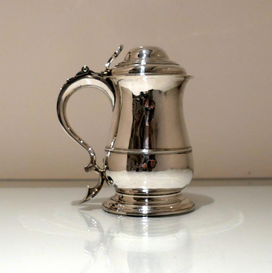 18th Century Antique George II Sterling Silver Tankard & Cover London 1756 R Cox For Sale 1