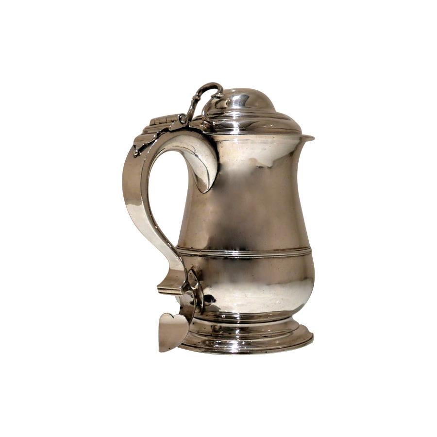 18th Century Antique George II Sterling Silver Tankard & Cover London 1756 R Cox For Sale