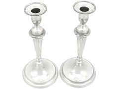 18th Century, Antique George III Cast Sterling Silver Candlesticks