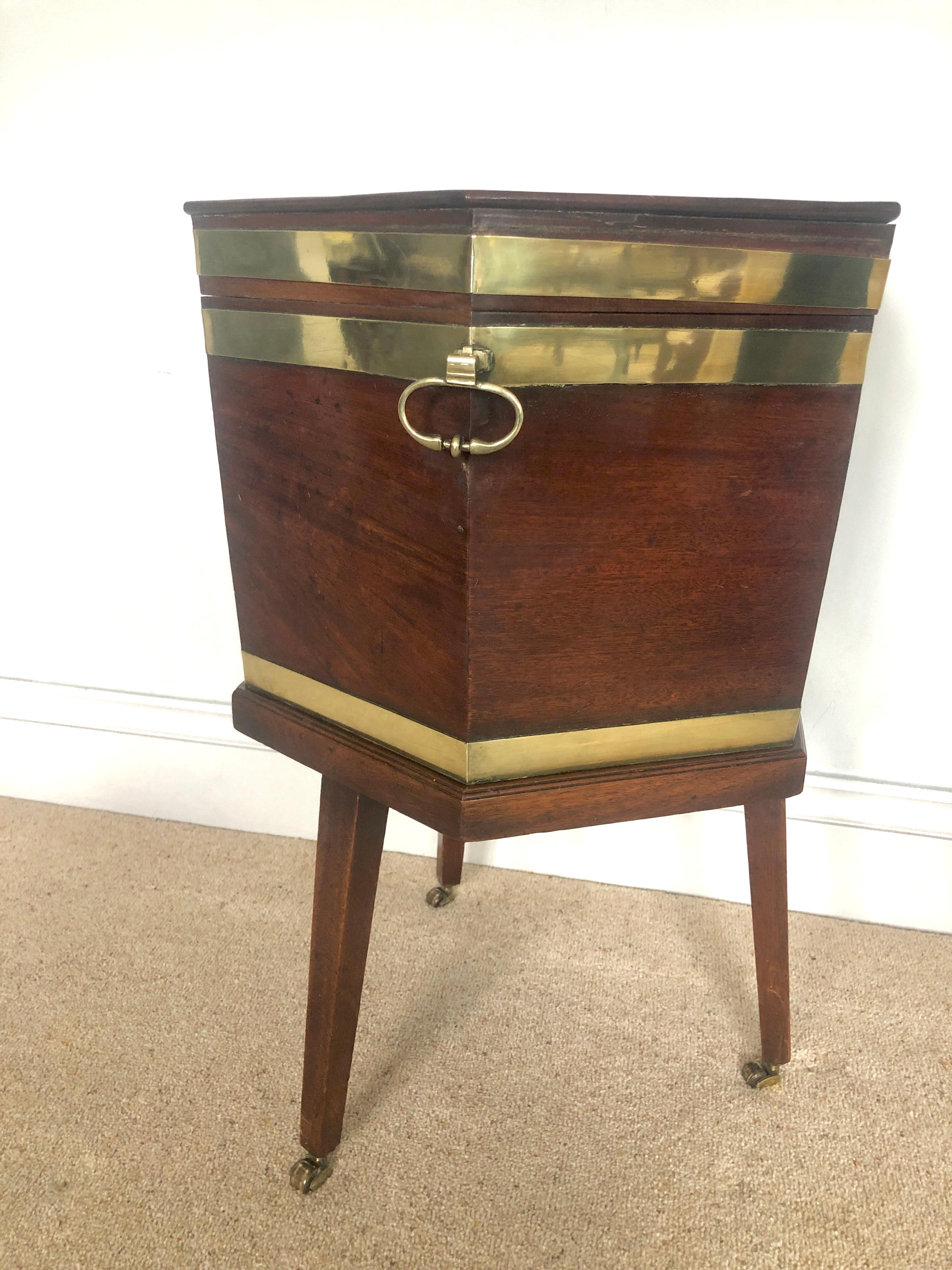 18th Century and Earlier 18th Century Antique George III Mahogany Brass Bound Wine Cooler