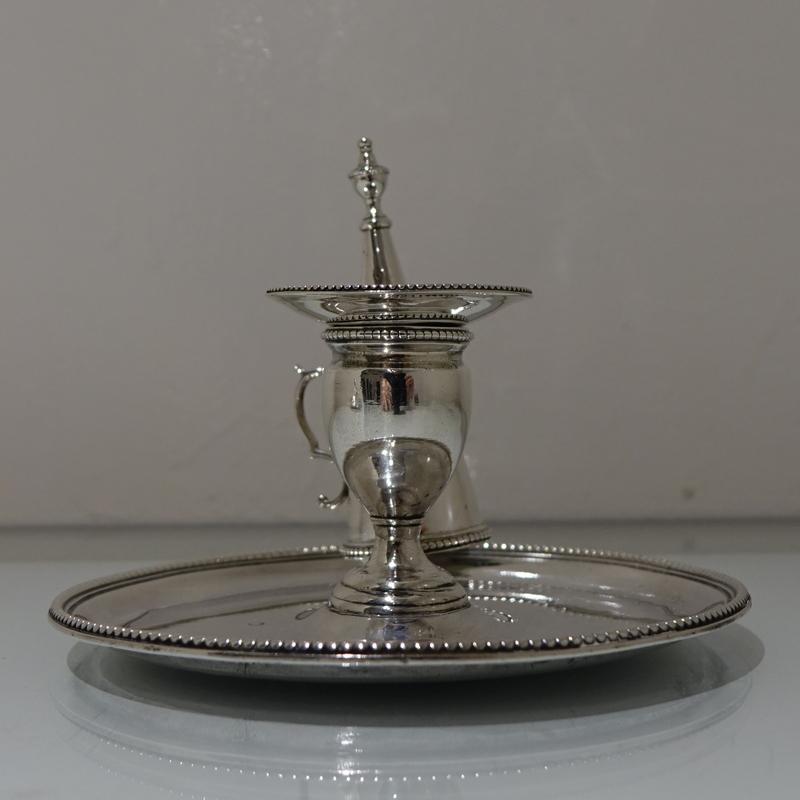 British Antique George III Sterling Silver Pair of Chamberstick’s London, 1783 For Sale