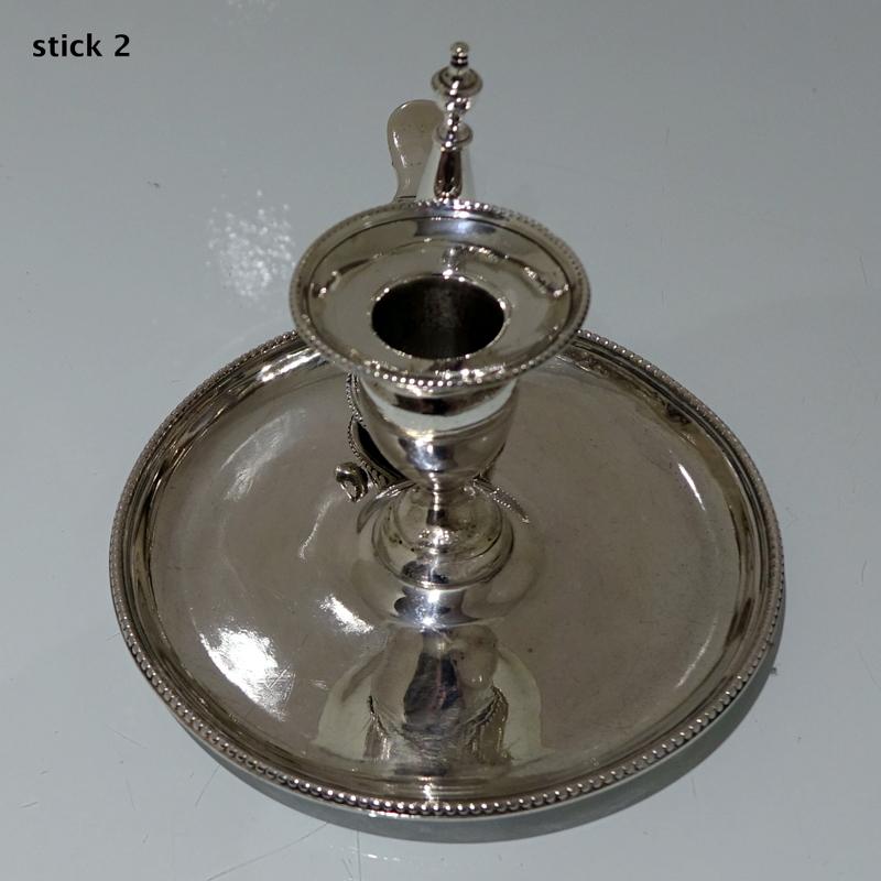Antique George III Sterling Silver Pair of Chamberstick’s London, 1783 For Sale 3