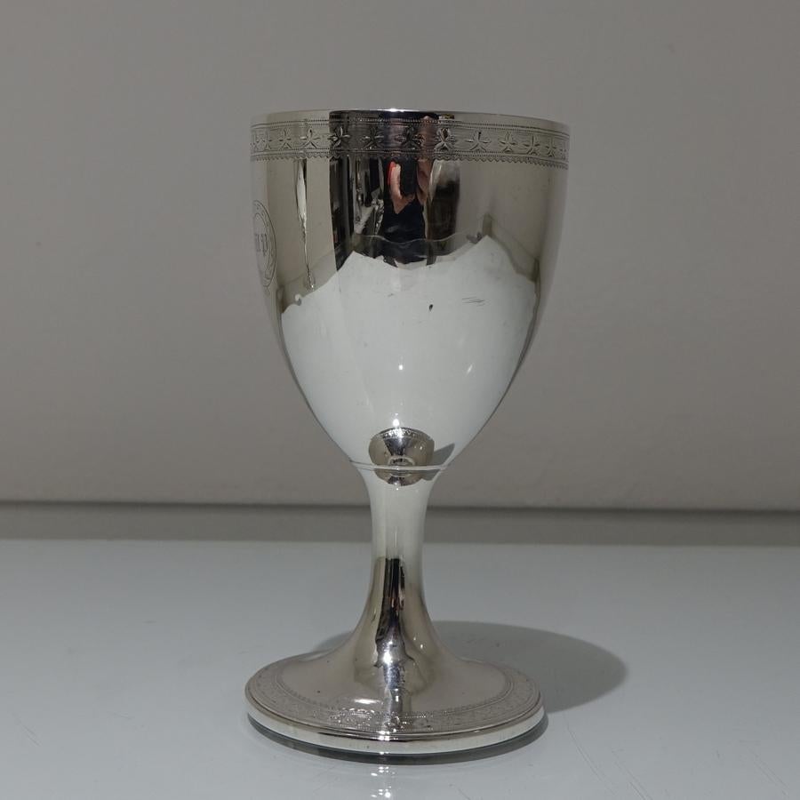 British 18th Century Antique George III Sterling Silver Pair Wine Goblets London, 1794