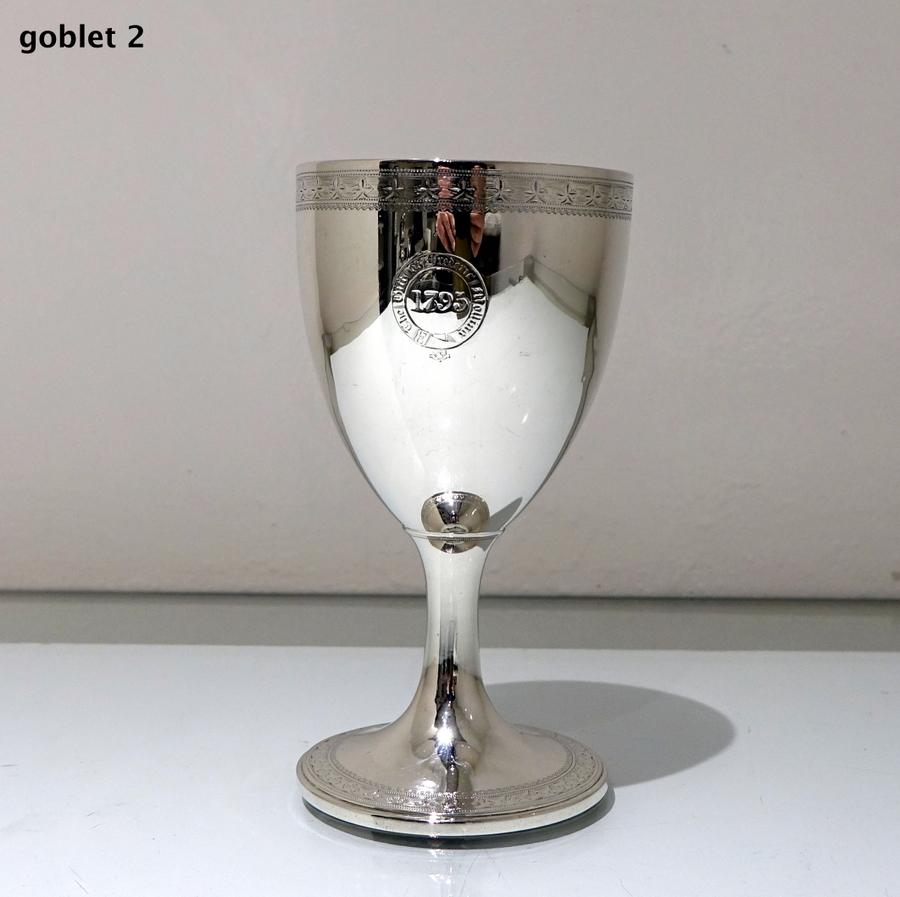 18th Century Antique George III Sterling Silver Pair Wine Goblets London, 1794 4