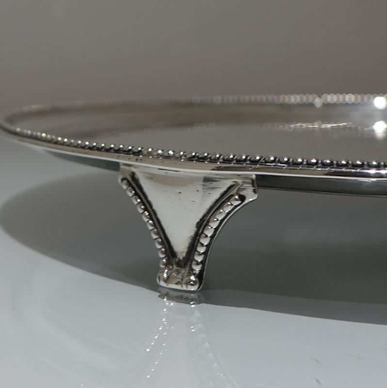 18th Century Antique George III Sterling Silver Salver London, 1788 John Hutson For Sale 1